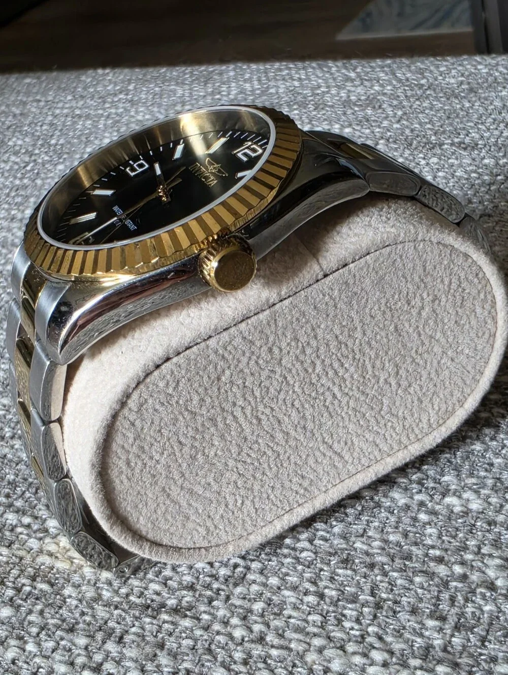 Invicta Two-Tone Gold and Silver Watch with Black Dial